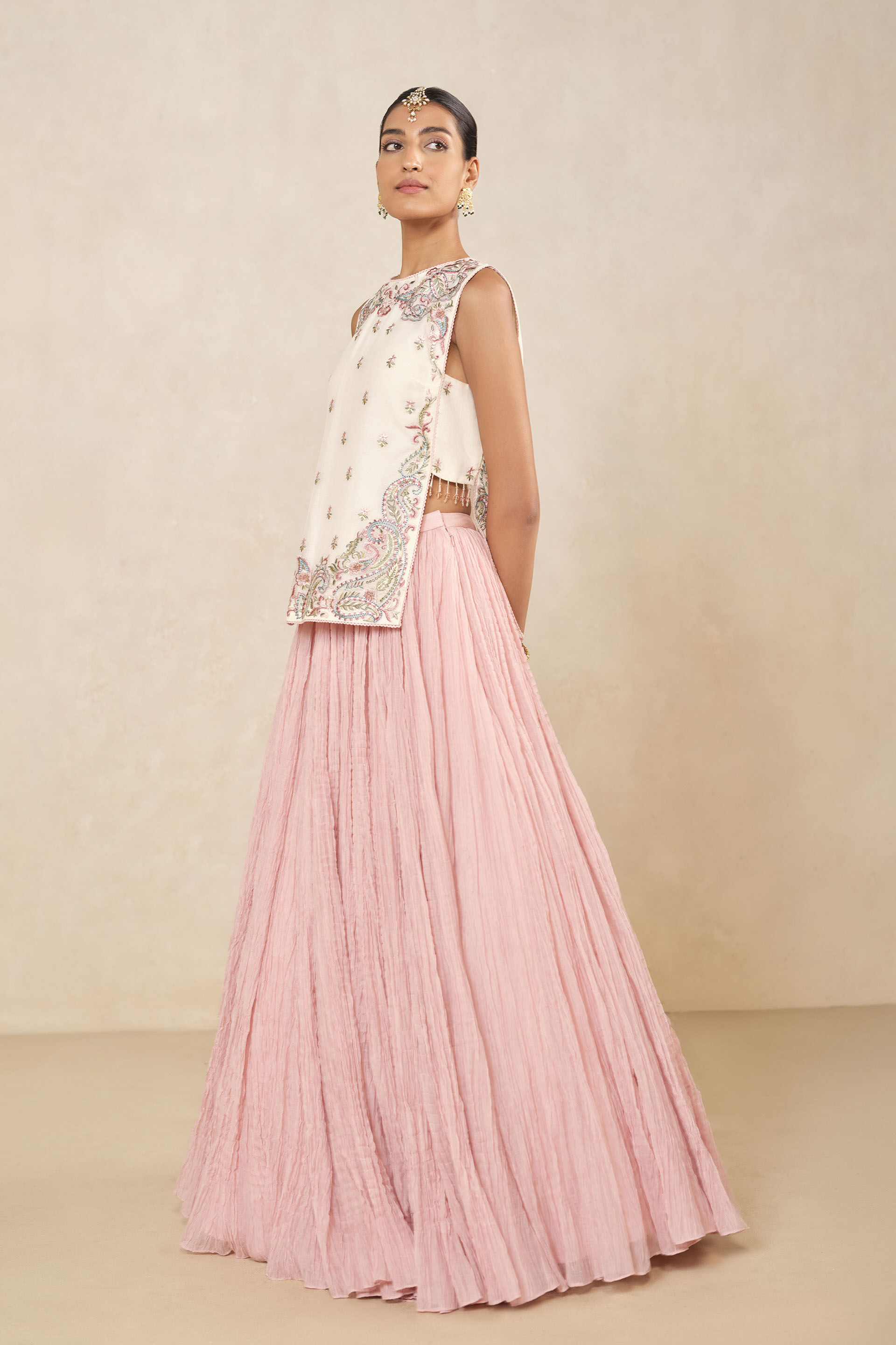 Fariha Embroidered Mul Skirt Set - Pink, Pink, image 4